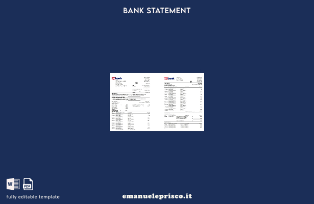 modello di parole di estratto conto bancario USA (pagine) in stile verificato US